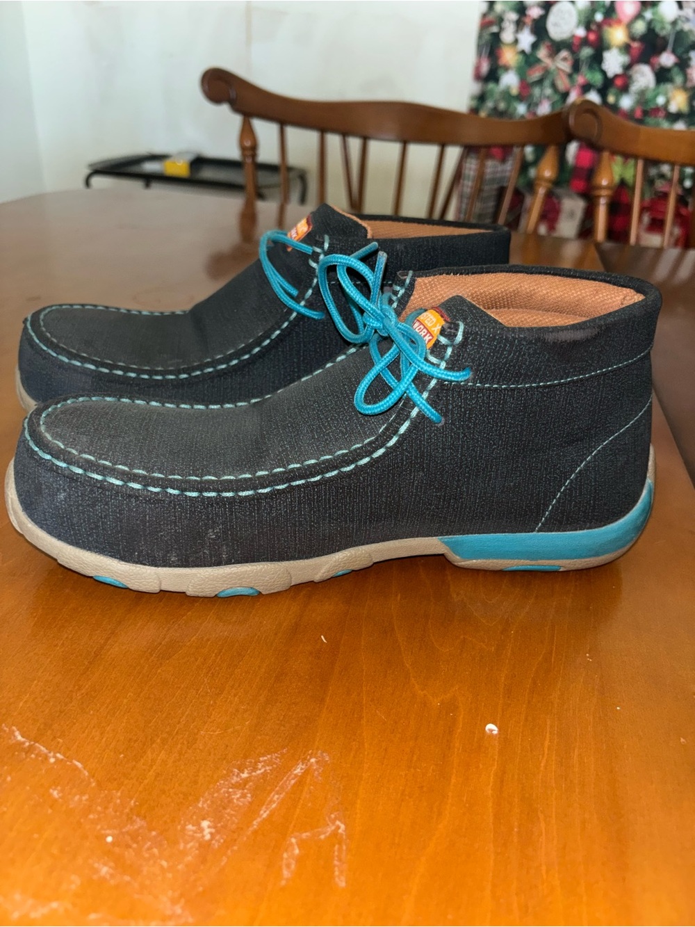 Twisted X Women's Black Steel Toe Chukka Boots with Teal Accents and Tan Lining